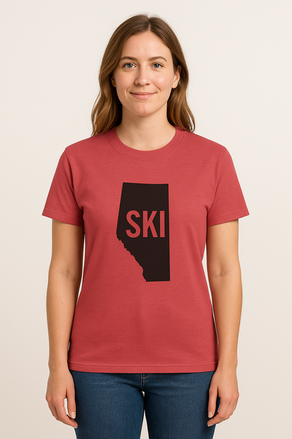 Ski Alberta | Ski Enthusiast T-Shirt | Perfect Gift for Winter Sports Lovers | Adventure Gear | Casual Wear